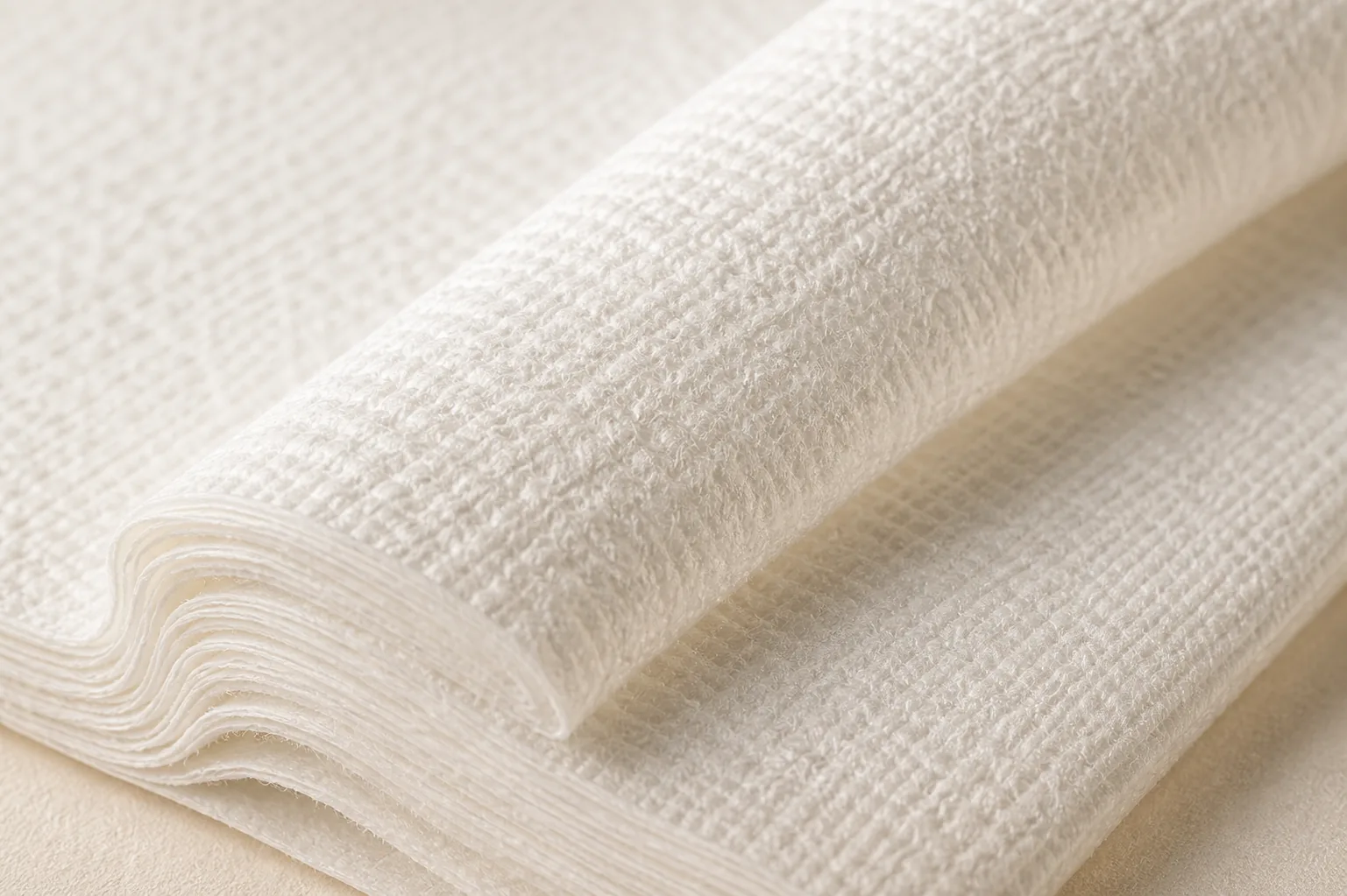 SILQUE airlaid napkin material texture showing premium nonwoven cloth-like loft