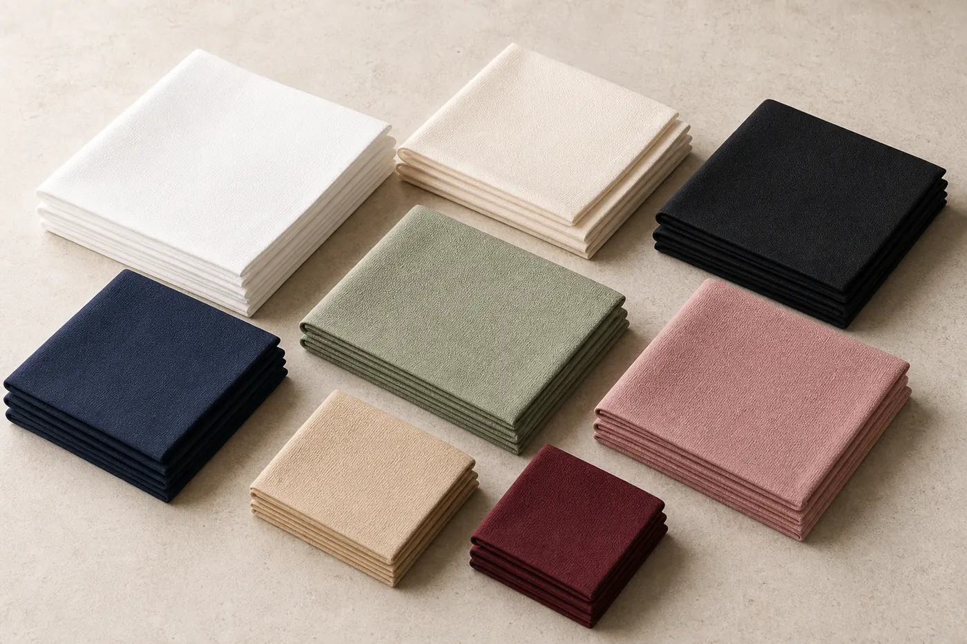 SILQUE colorful airlaid paper napkin stacks in luxury hospitality colors
